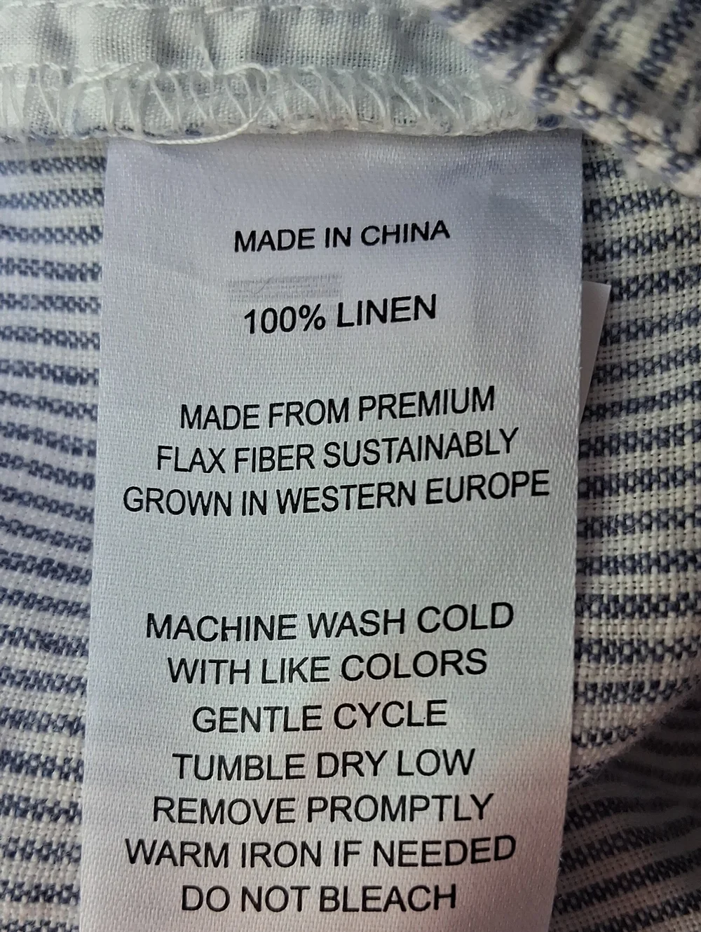Quince 100% European Linen Pants Blue Pinstripe XL